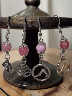 Handcrafted Dangle Morganite Bead Earrings